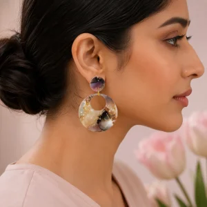Color Splash Halo Acrylic Earrings