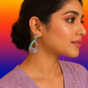 Trendy Teardrop Cutout Acrylic Earrings