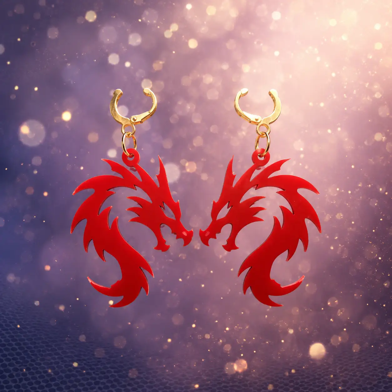 Crimson Fury Dragon Acrylic Earrings Crimson Fury Dragon Acrylic Earrings