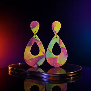 Trendy Teardrop Cutout Acrylic Earrings