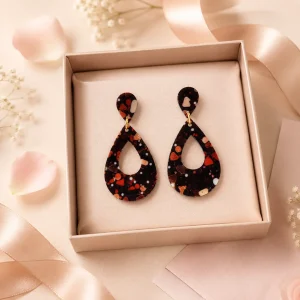 Trendy Teardrop Cutout Acrylic Earrings