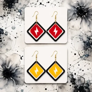 Lightning Bolt Geometric Acrylic Earrings