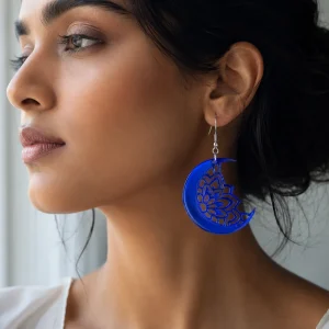 Celestial Blue Moon Acrylic Earrings