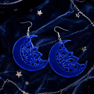 Celestial Blue Moon Acrylic Earrings