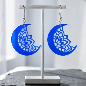 Celestial Blue Moon Acrylic Earrings