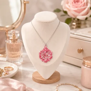 Rosy Pink Speckled Shell Acrylic Earrings & Pendant Set