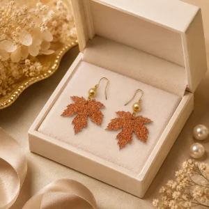 Autumn Maple Leaf Pearl Earrings