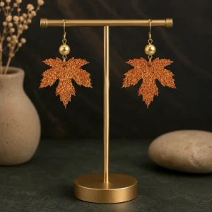 Autumn Maple Leaf Pearl Earrings