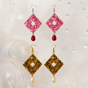 Mosaic Diamond Pearl Drop Earrings
