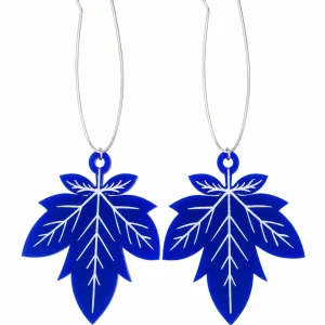 Vibrant Blue Maple Earrings