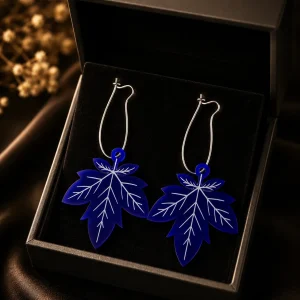 Vibrant Blue Maple Earrings