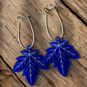 Vibrant Blue Maple Earrings