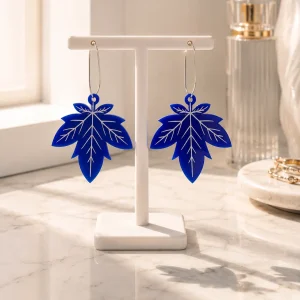 Vibrant Blue Maple Earrings