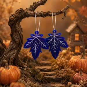 Vibrant Blue Maple Earrings