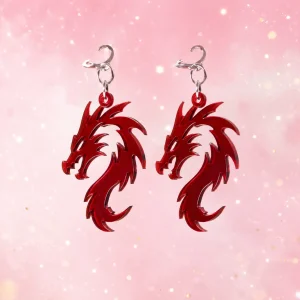 Crimson Fury Dragon Acrylic Earrings Crimson Fury Dragon Acrylic Earrings