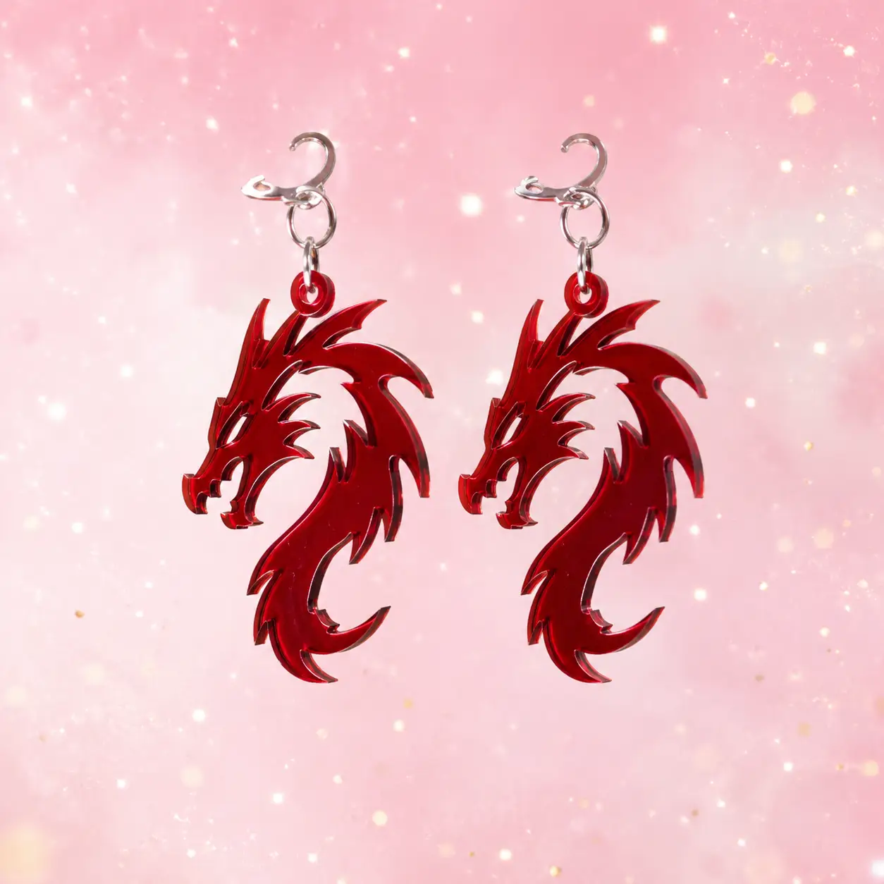 Crimson Fury Dragon Acrylic Earrings Crimson Fury Dragon Acrylic Earrings
