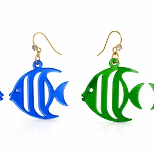 Translucent Blue/Green Angelfish Earrings