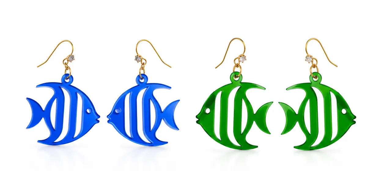 Tropical Angelfish Acrylic Earrings Translucent Blue/Green Angelfish Earrings
