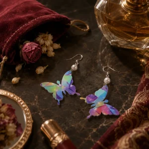 Watercolor Butterfly Pearl Acrylic Earrings Watercolor Butterfly Pearl Acrylic Earrings