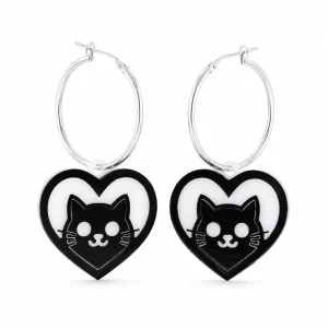 Purrfect Heart Cat Acrylic Earrings