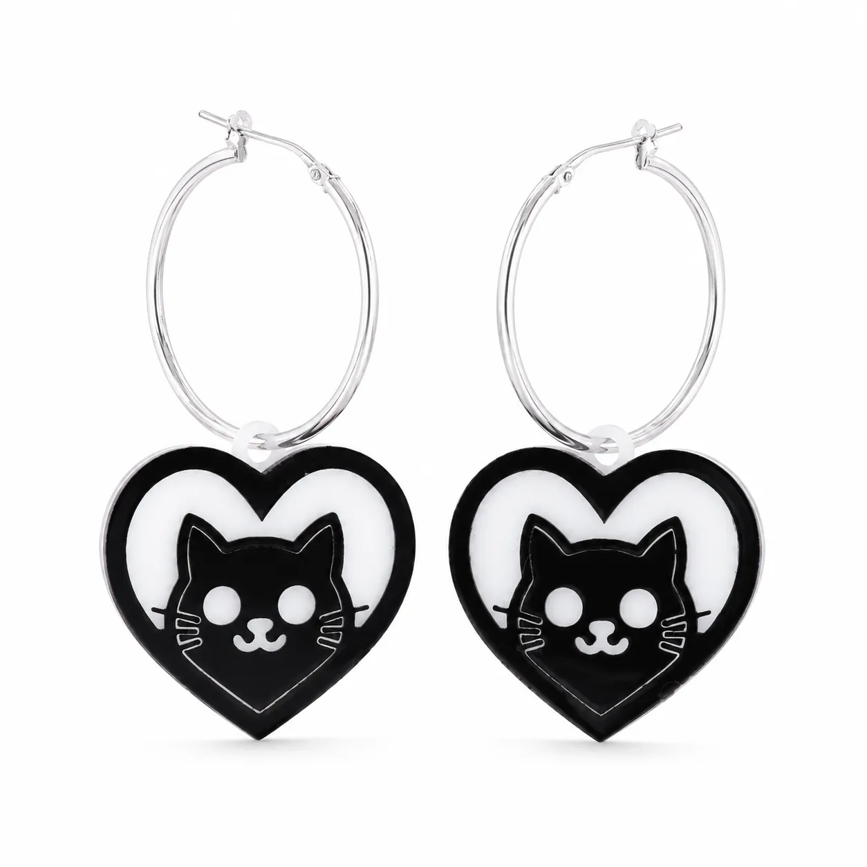 Purrfect Heart Cat Acrylic Hoop Earrings Purrfect Heart Cat Acrylic Earrings