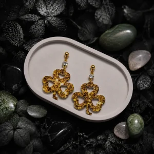 Lucky Heart Clover Drop Earrings Lucky Heart Clover Drop Earrings