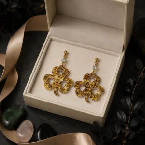 Lucky Heart Clover Drop Earrings Lucky Heart Clover Drop Earrings