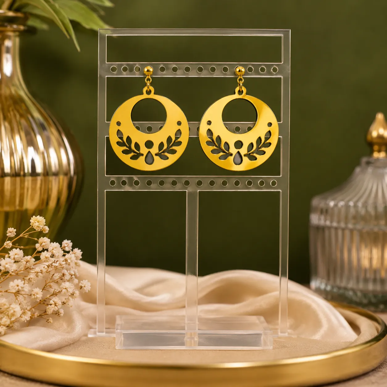 Mirror Acrylic Earrings – Gold & Rose Pink Mirror Acrylic Earrings – Gold & Rose Pink