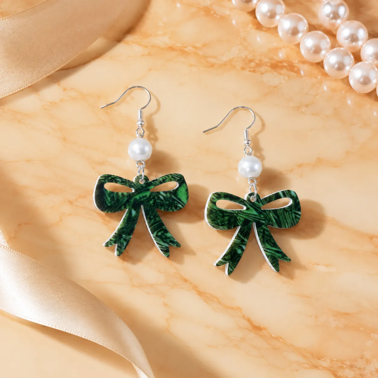 Garden Bow Pearl Acrylic Earrings Garden Bow Pearl Acrylic Earrings - Image 6