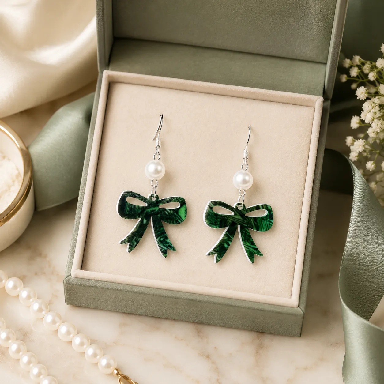 Garden Bow Pearl Acrylic Earrings Garden Bow Pearl Acrylic Earrings - Image 7