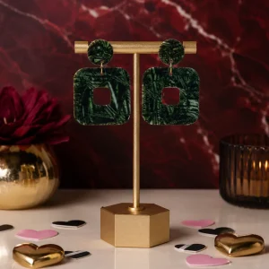 Emerald Forest Geometric Acrylic Earrings