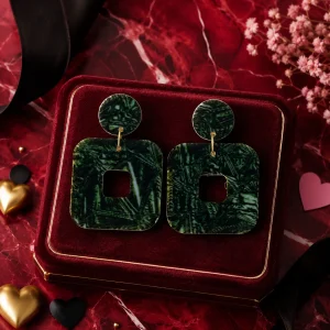 Emerald Forest Geometric Acrylic Earrings