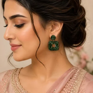Emerald Forest Geometric Acrylic Earrings
