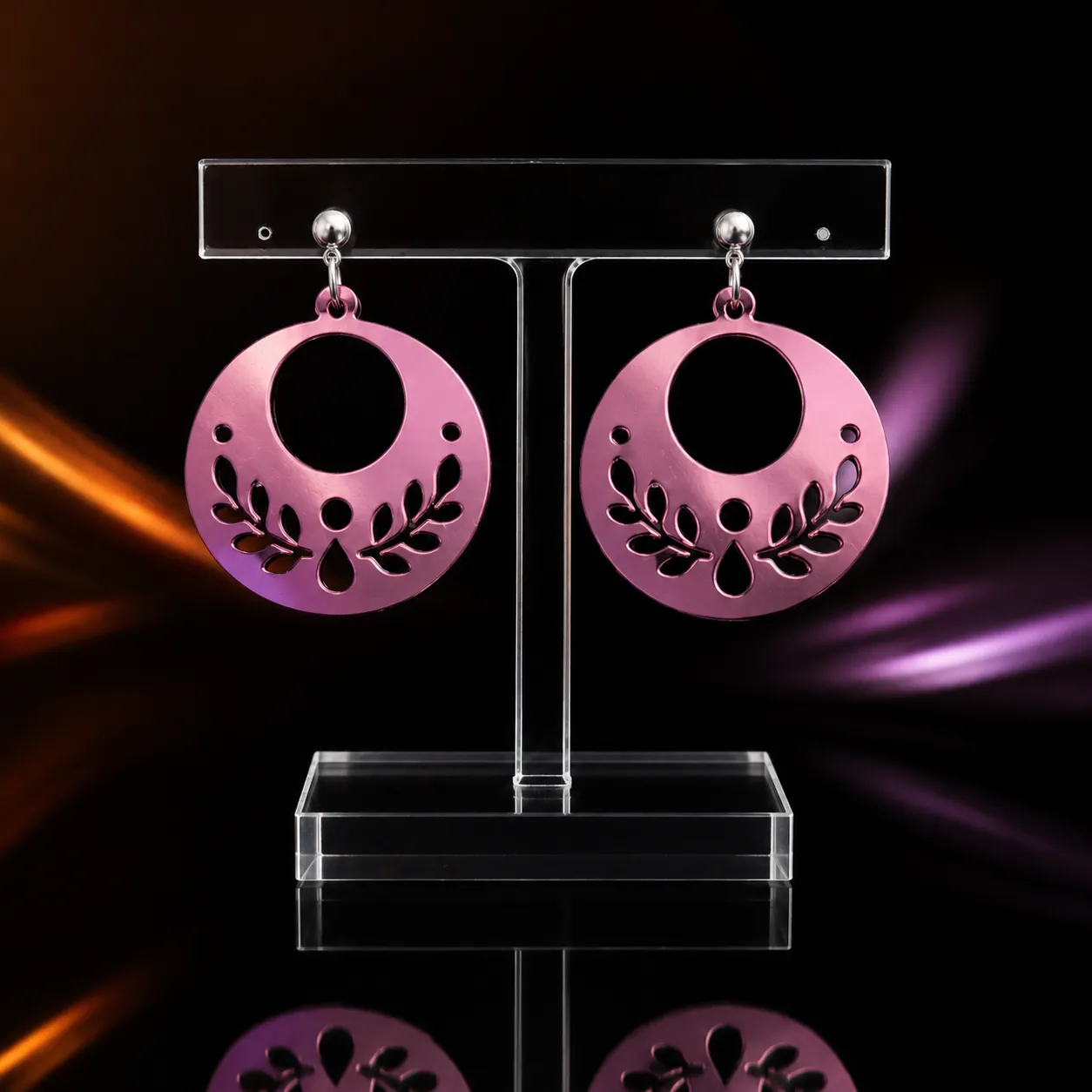 Mirror Acrylic Earrings – Gold & Rose Pink Mirror Acrylic Earrings – Gold & Rose Pink