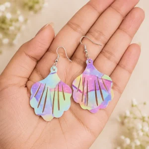 Pastel Shell Printed Acrylic Earrings & Pendant Set - Image 4