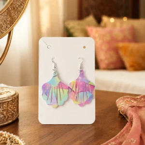 Pastel Shell Printed Acrylic Earrings & Pendant Set - Image 3