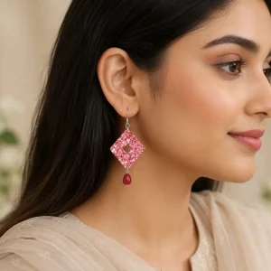 Mosaic Diamond Pearl Drop Earrings