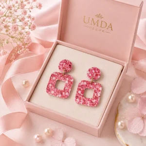 Rose Quartz Geometric Stud Earrings
