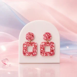 Rose Quartz Geometric Stud Earrings