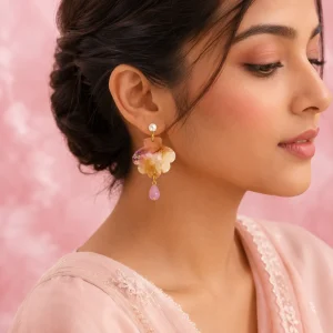 Marbled Petal Pearl Earrings