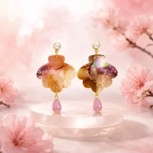 Marbled Petal Pearl Earrings