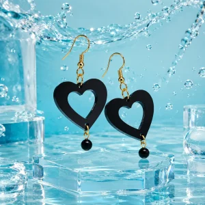 Midnight Black Noir Heart Earrings