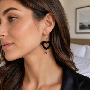 Midnight Black Noir Heart Earrings