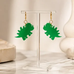 Green Dino Acrylic Earrings