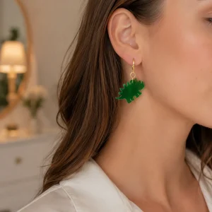 Green Dino Acrylic Earrings