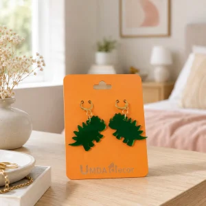 Green Dino Acrylic Earrings