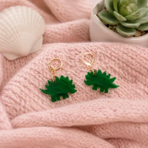 Green Dino Acrylic Earrings