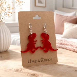 Red Acrylic T-Rex Dinosaur Earrings