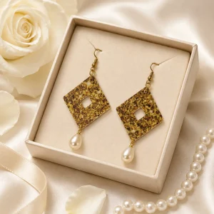 Mosaic Diamond Pearl Drop Earrings