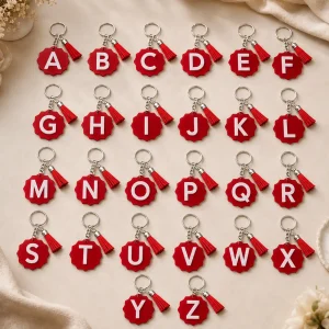 Monogram Acrylic Keychain with Tassel